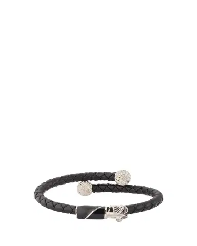Jan Leslie Men's Braided Leather Bracelet with Enamel Golf Bag | Thumbnail 1