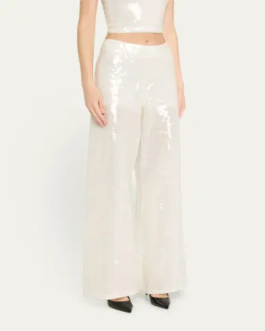 ALICE + OLIVIA Athena Sequined Wide-Leg Pants | Thumbnail 4