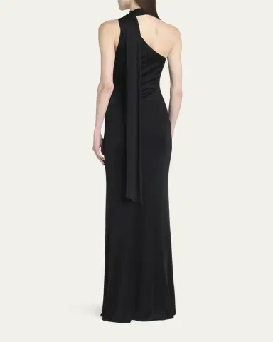Tom Ford One-Shoulder Scarf-Neck Ruched Slit Gown | Thumbnail 3 Tom Ford One-Shoulder Scarf-Neck Ruched Slit Gown | Thumbnail 3