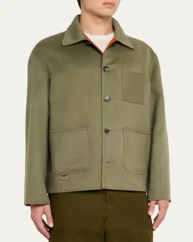 Loewe Men's Wool-Cashmere Shirt Jacket | Thumbnail 4