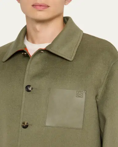 Loewe Men's Wool-Cashmere Shirt Jacket | Thumbnail 5