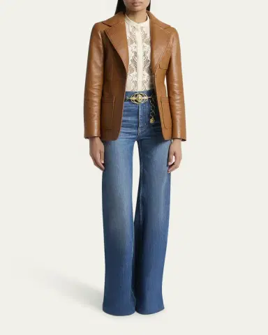 Chloé Slouch Leather Belted Single-Breasted Jacket | Thumbnail 2 Chloé Slouch Leather Belted Single-Breasted Jacket | Thumbnail 2
