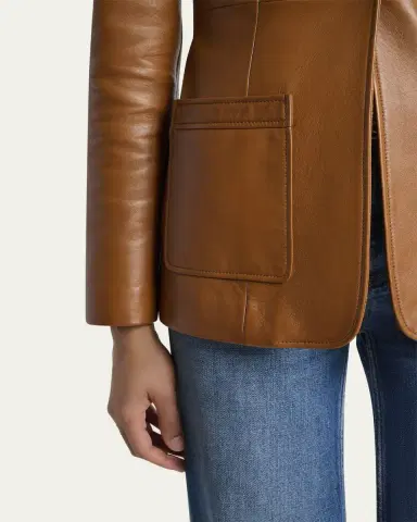 Chloé Slouch Leather Belted Single-Breasted Jacket | Thumbnail 5 Chloé Slouch Leather Belted Single-Breasted Jacket | Thumbnail 5
