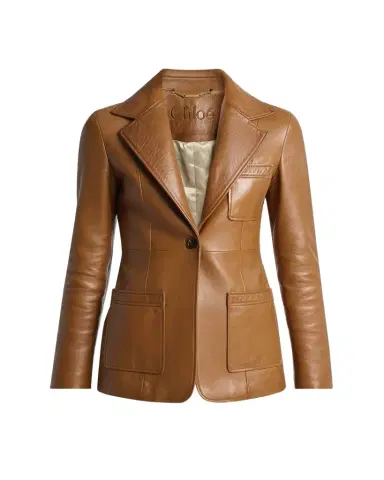 Chloé Slouch Leather Belted Single-Breasted Jacket | Thumbnail 1 Chloé Slouch Leather Belted Single-Breasted Jacket | Thumbnail 1