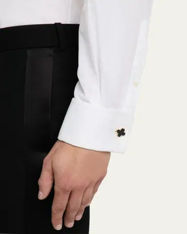 Jan Leslie Men's 18K Gold Vermeil Black Onyx Clover Cufflinks | Thumbnail 2