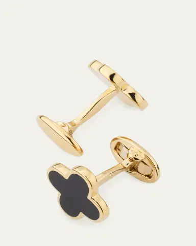 Jan Leslie Men's 18K Gold Vermeil Black Onyx Clover Cufflinks | Thumbnail 4