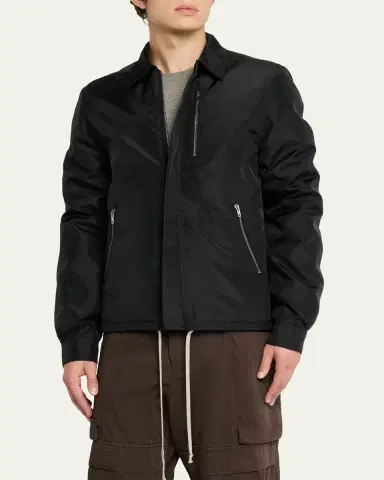 DRKSHDW RICK OWENS Men's Nylon Hidden-Zip Front Shirt Jacket | Thumbnail 4 DRKSHDW RICK OWENS Men's Nylon Hidden-Zip Front Shirt Jacket | Thumbnail 4