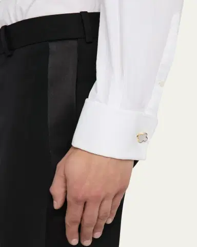 Jan Leslie Men's 18K Gold Vermeil Mother of Pearl Clover Cufflinks | Thumbnail 2