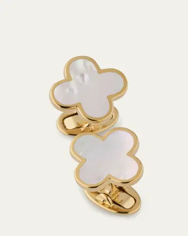 Jan Leslie Men's 18K Gold Vermeil Mother of Pearl Clover Cufflinks | Thumbnail 3