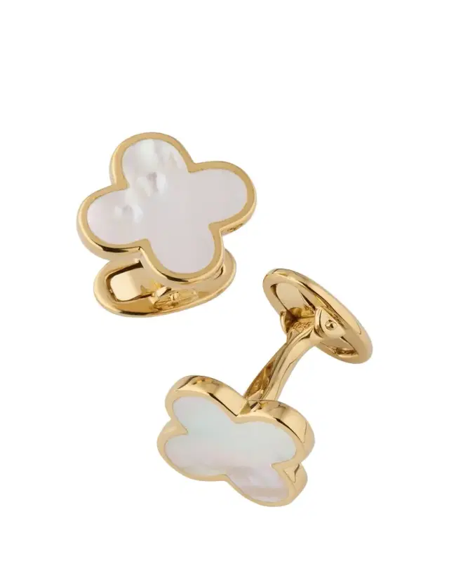 Jan Leslie Men's 18K Gold Vermeil Mother of Pearl Clover Cufflinks