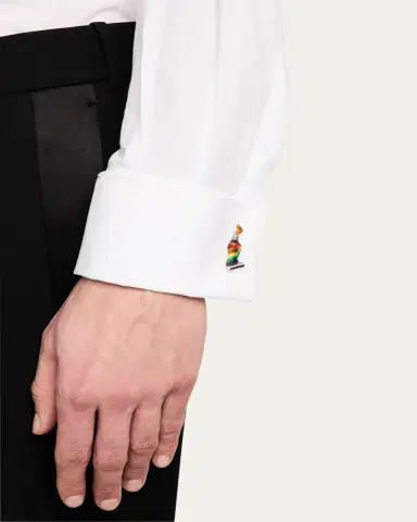 Jan Leslie Men's Paint Tube Stripe and Splatter Sterling Silver Cufflinks | Thumbnail 2