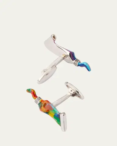 Jan Leslie Men's Paint Tube Stripe and Splatter Sterling Silver Cufflinks | Thumbnail 4