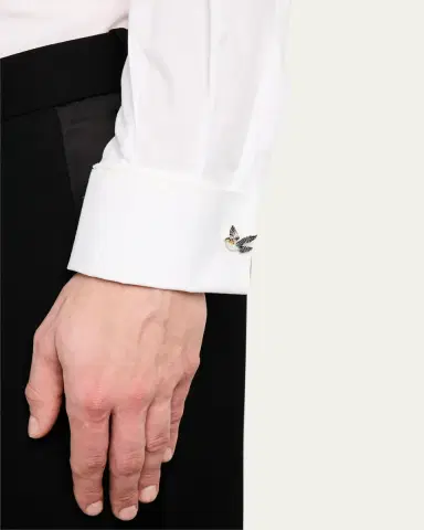 Jan Leslie Men's Peace Dove Sterling Silver Cufflinks | Thumbnail 2