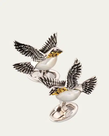 Jan Leslie Men's Peace Dove Sterling Silver Cufflinks | Thumbnail 3