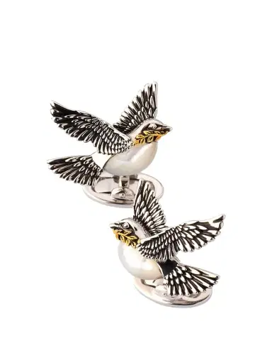 Jan Leslie Men's Peace Dove Sterling Silver Cufflinks | Thumbnail 1