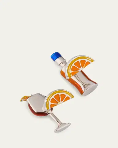 Jan Leslie Men's Spritz Cocktail Enamel Cufflinks | Thumbnail 4