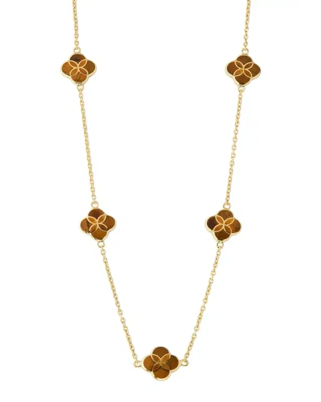 Jan Leslie Five Petal Gemstone Station Necklace