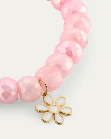 Sydney Evan 14K Gold Daisy on Pink Grapolite Beaded Bracelet | Thumbnail 3 Sydney Evan 14K Gold Daisy on Pink Grapolite Beaded Bracelet | Thumbnail 3