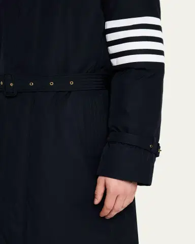Thom Browne Men's Poly Twill 4-Bar Hooded Down Parka with Belt | Thumbnail 5