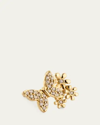 Sydney Evan 14K Butterfly Daisy Cluster Stud Earring, Single (Left) | Thumbnail 3 Sydney Evan 14K Butterfly Daisy Cluster Stud Earring, Single (Left) | Thumbnail 3