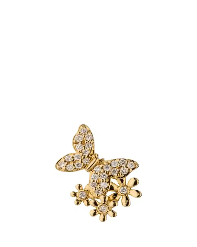Sydney Evan 14K Butterfly Daisy Cluster Stud Earring, Single (Left)