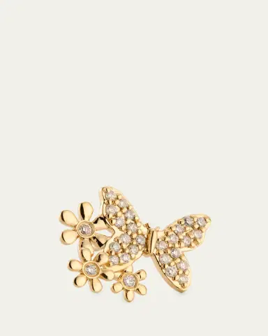 Sydney Evan 14K Butterfly Daisy Cluster Stud Earring, Single (Right) | Thumbnail 3 Sydney Evan 14K Butterfly Daisy Cluster Stud Earring, Single (Right) | Thumbnail 3