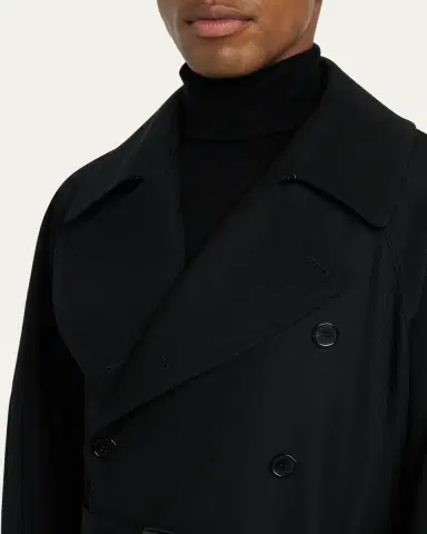 Saint Laurent Men's Grain de Poudre Belted Trench Coat | Thumbnail 5 Saint Laurent Men's Grain de Poudre Belted Trench Coat | Thumbnail 5
