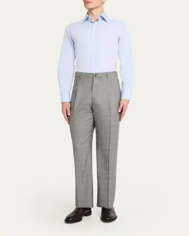 Giuliva Heritage Men's Glen Plaid Straight Wool Trousers | Thumbnail 2