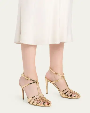 Ferragamo 95mm Lipa Metallic Leather Sandals | Thumbnail 2 Ferragamo 95mm Lipa Metallic Leather Sandals | Thumbnail 2