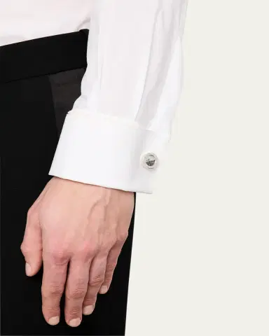 Jan Leslie Men's Sterling Silver Mother-Of-Pearl Cufflinks with Black Diamonds | Thumbnail 2 Jan Leslie Men's Sterling Silver Mother-Of-Pearl Cufflinks with Black Diamonds | Thumbnail 2