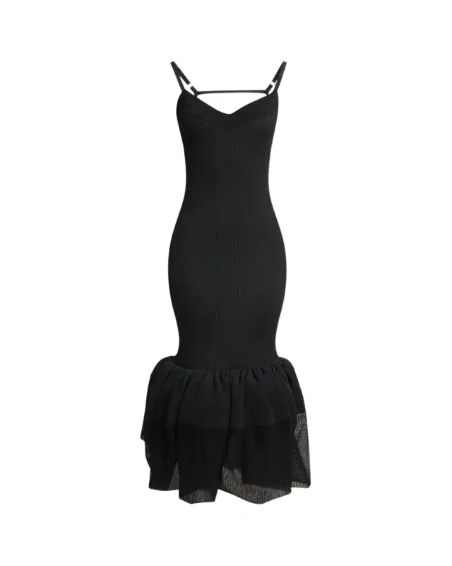 Strappy Ruffled Open-Back Midi Dress