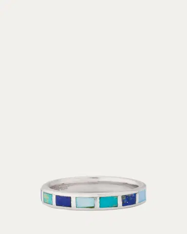 Jan Leslie Lapis, Blue MOP and Turquoise Dash Band Ring | Thumbnail 4