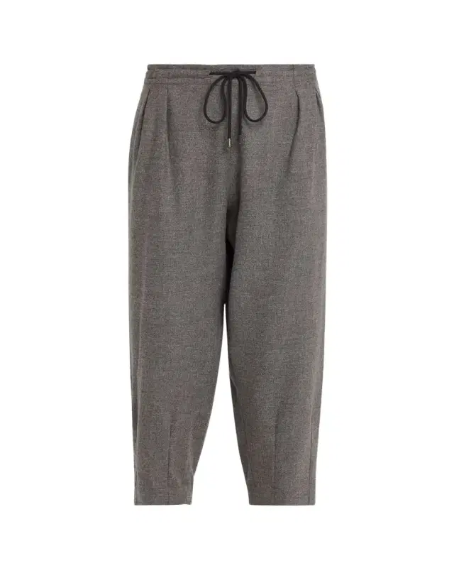 Barrel-Leg Drawstring Trousers