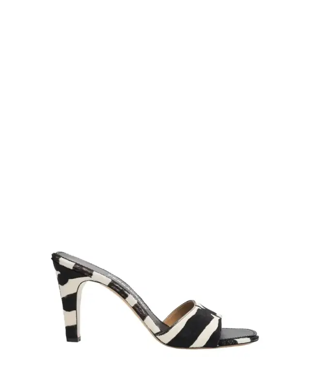 95mm Tatiana Zebra Calf Hair Mules