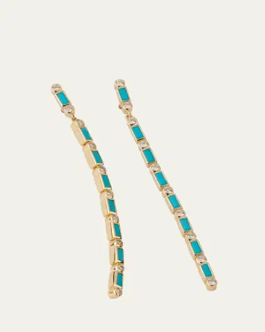 Sydney Evan 14K Turquoise Baguette and Round Diamond Drop Earrings | Thumbnail 3 Sydney Evan 14K Turquoise Baguette and Round Diamond Drop Earrings | Thumbnail 3