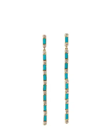 Sydney Evan 14K Turquoise Baguette and Round Diamond Drop Earrings | Thumbnail 1 Sydney Evan 14K Turquoise Baguette and Round Diamond Drop Earrings | Thumbnail 1