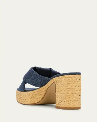 Ferragamo 85mm Douglas Platform Denim Mule Sandals | Thumbnail 2