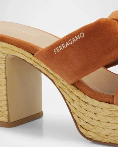 Ferragamo 85mm Douglas Leather Espadrille Platform Sandals | Thumbnail 9