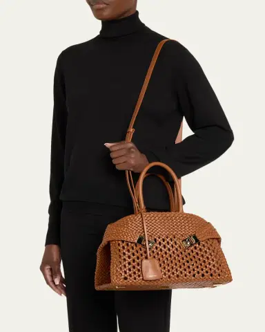 Ferragamo Hug Intrecciato Leather Medium Handbag | Thumbnail 2