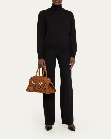 Ferragamo Hug Intrecciato Leather Medium Handbag | Thumbnail 5