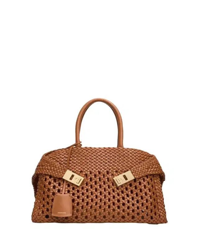 Hug Intrecciato Leather Medium Handbag