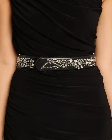 McQueen Sunflower Crystal Embroidered Leather Belt | Thumbnail 2