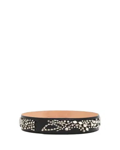 McQueen Sunflower Crystal Embroidered Leather Belt | Thumbnail 1