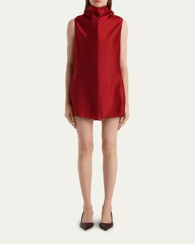 Khaite Daria Sleeveless Turtleneck Twill Mini Dress | Thumbnail 2