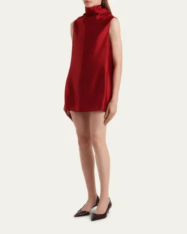 Khaite Daria Sleeveless Turtleneck Twill Mini Dress | Thumbnail 4