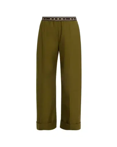 Marni Tropical Wool Logo Band Straight-Leg Trousers | Thumbnail 1 Marni Tropical Wool Logo Band Straight-Leg Trousers | Thumbnail 1