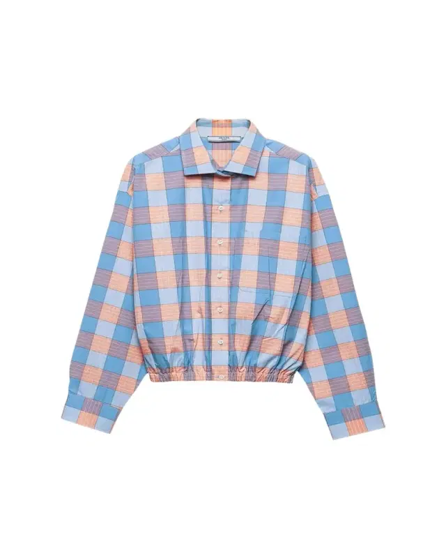 Gathered Check Popeline Button-Down Shirt Gathered Check Popeline Button-Down Shirt