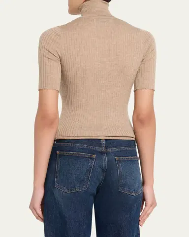 Sprwmn Rib-Knit Cashmere Turtleneck Top | Thumbnail 3