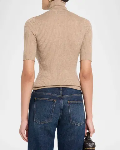 Sprwmn Rib-Knit Cashmere Turtleneck Top | Thumbnail 7