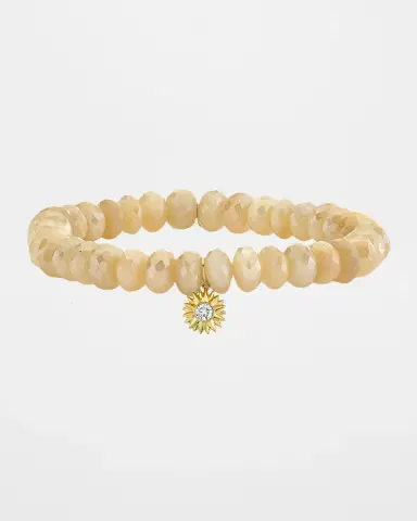 Sydney Evan 14K Gold Diamond Sunburst on Mystic Sand Moonstone Bracelet | Thumbnail 2 Sydney Evan 14K Gold Diamond Sunburst on Mystic Sand Moonstone Bracelet | Thumbnail 2